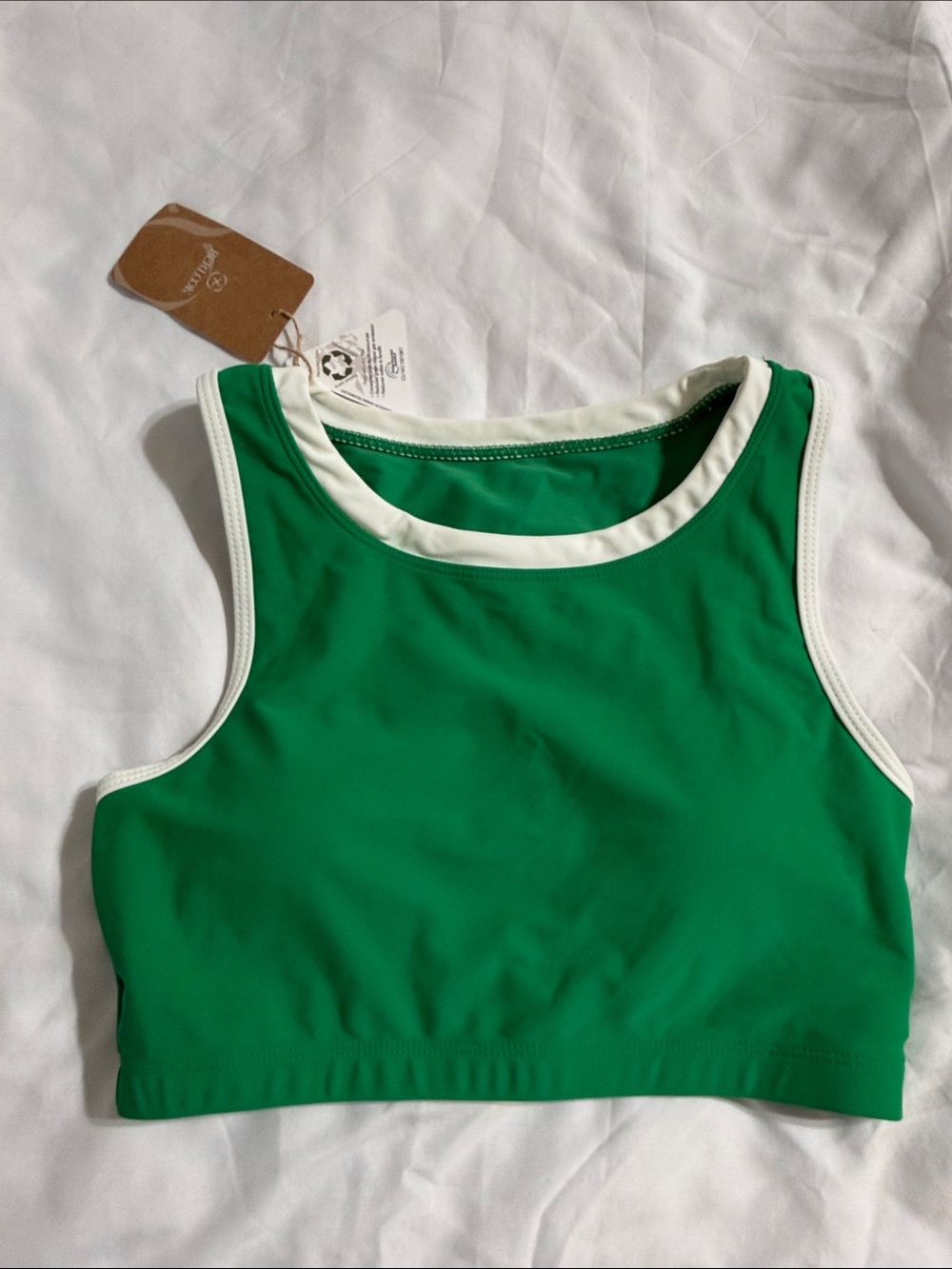 Berlook swim top size small green/white